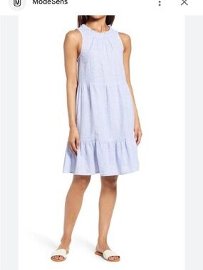 beachlunchlounge Pale Blue Sleeveless Tiered A-Line Skirt